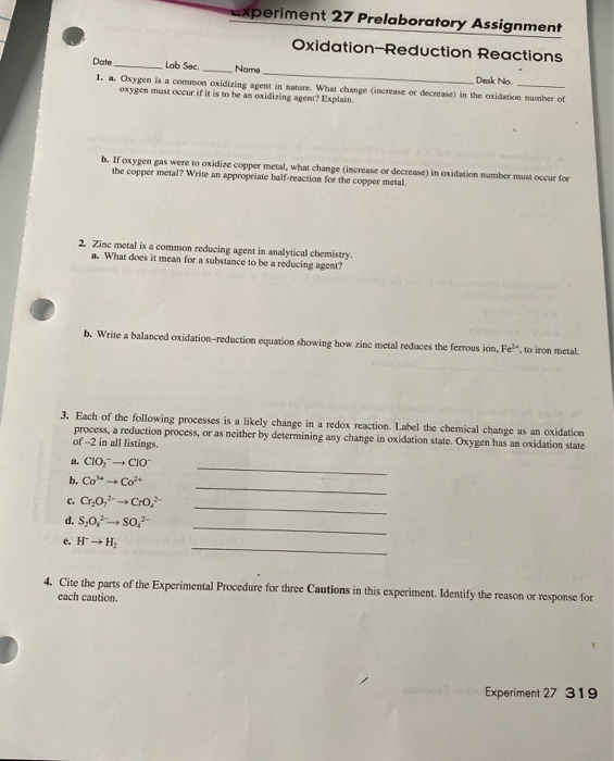 Solved Experiment Prelaboratory Assignment Chegg Com