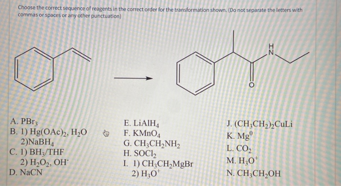 Solved choose the correct sequence of reagents in the | Chegg.com