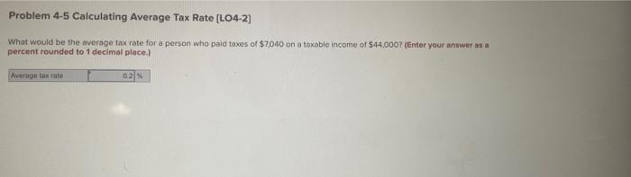 Solved Problem 4.5 Calculating Average Tax Rate [LO4-2] What | Chegg.com