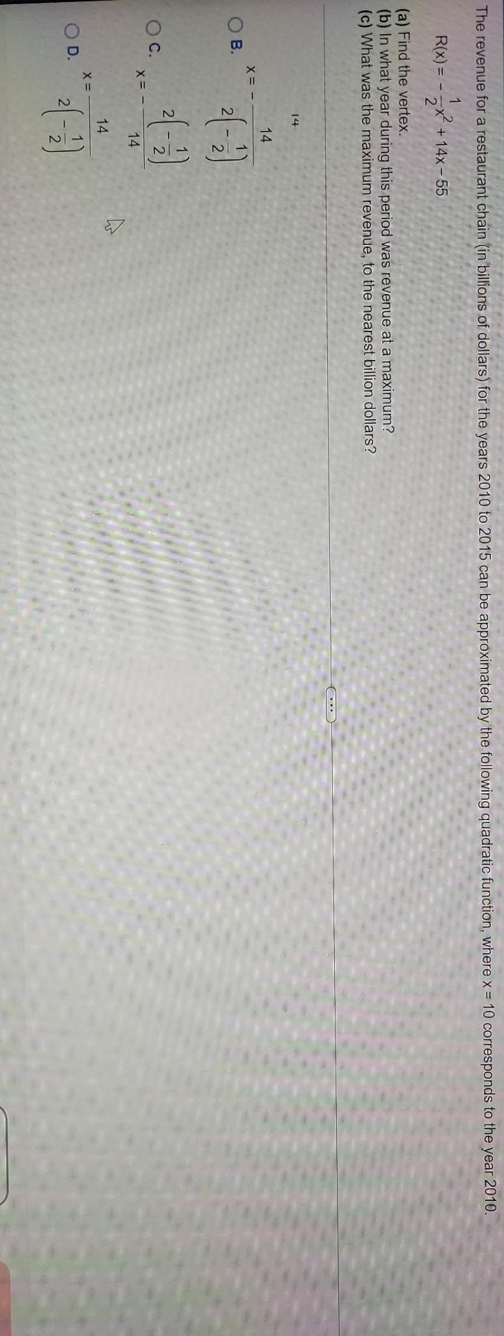 Solved The Revenue For A Restaurant Chain in Billions Of Chegg