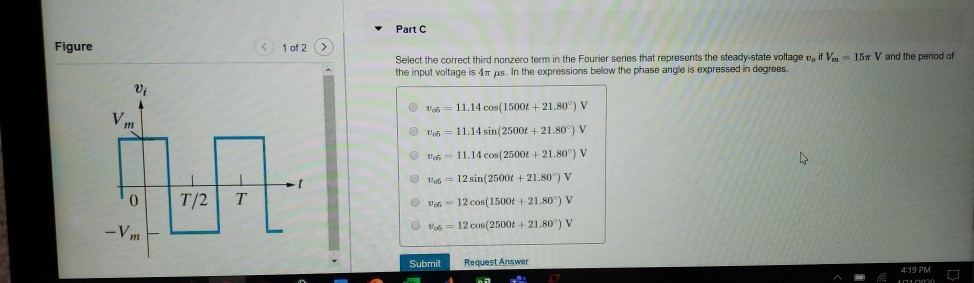 Solved The periodic square-wave voltage seen in (Figure 1) | Chegg.com