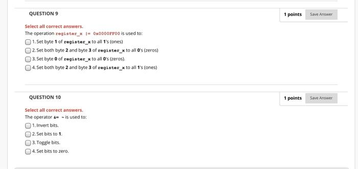 Solved QUESTION 9 1 points Save Answer Select all correct | Chegg.com