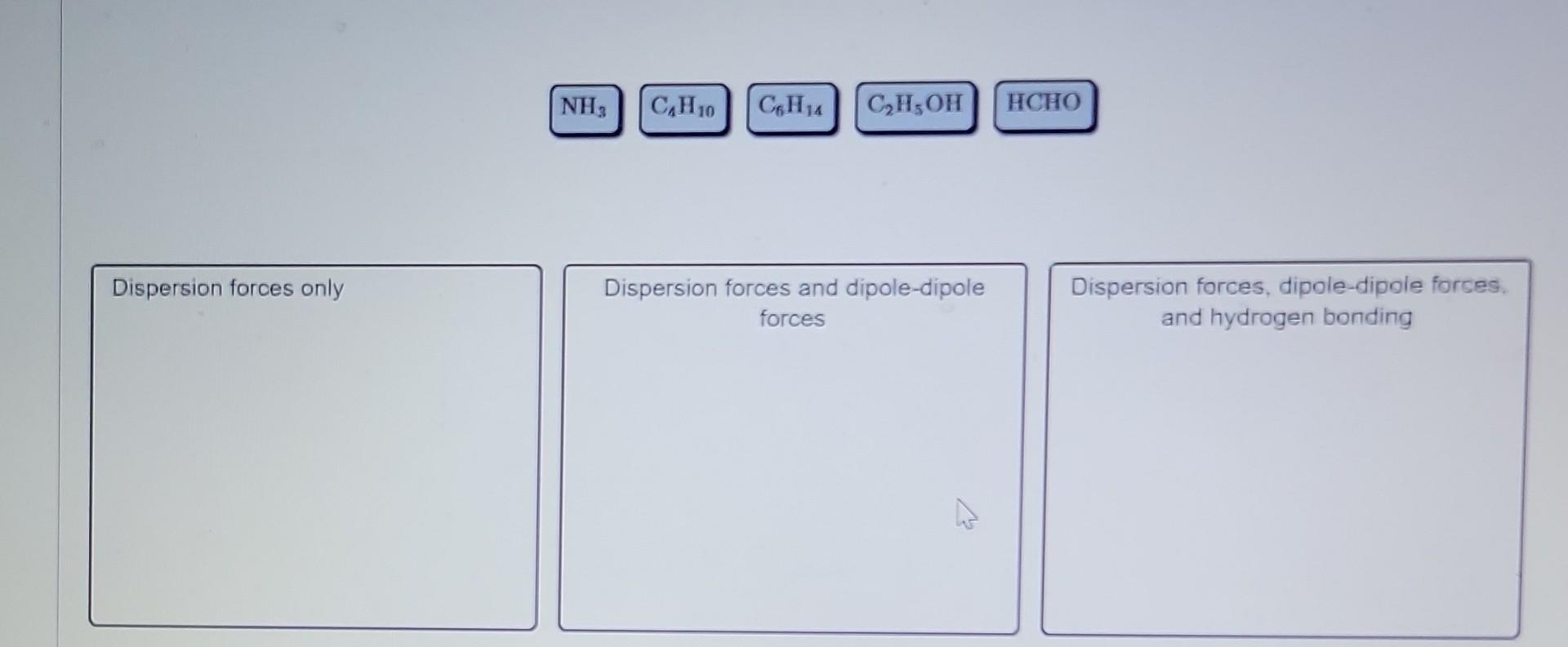 Solved What intermolecular forces are present in each of the