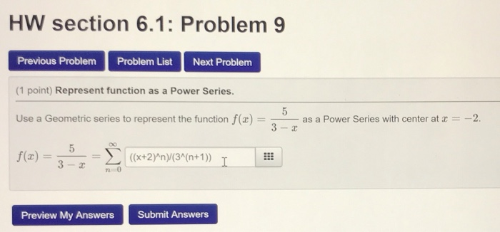 Solved HW section 6.1: Problem 9 Previous Problem Problem | Chegg.com