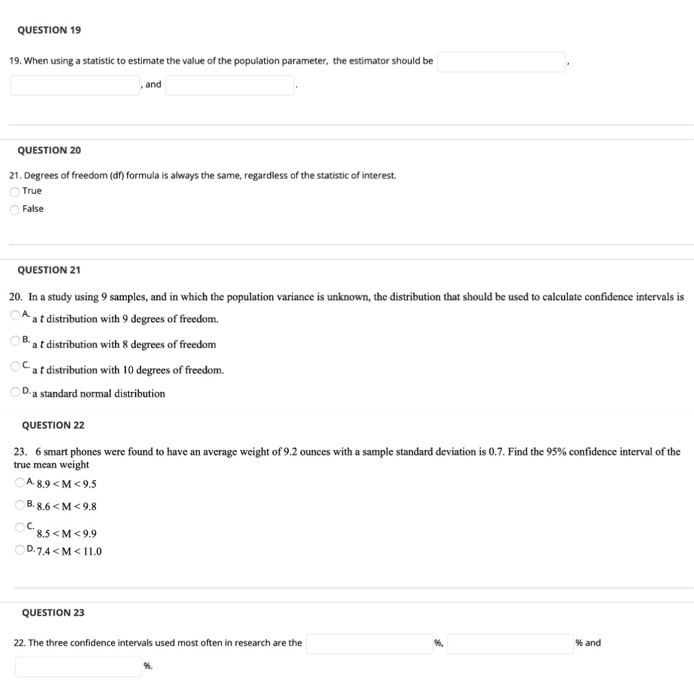 Solved QUESTION 19 19. When using a statistic to estimate | Chegg.com