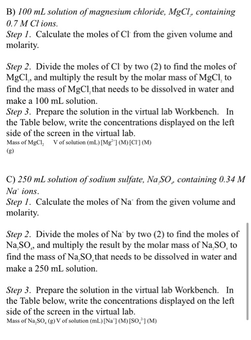 Solved B) 100 mL solution of magnesium chloride, MgCl,