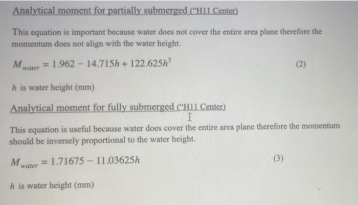 Analytical moment for partially submerged (