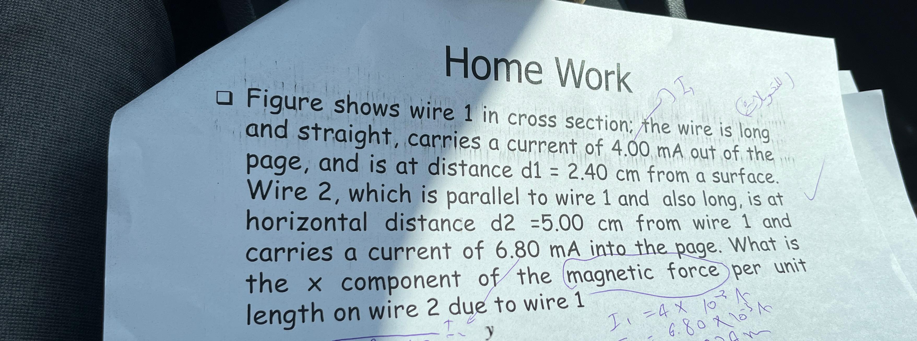 Solved Home Work\\nFigure shows wire 1 in cross section; the | Chegg.com