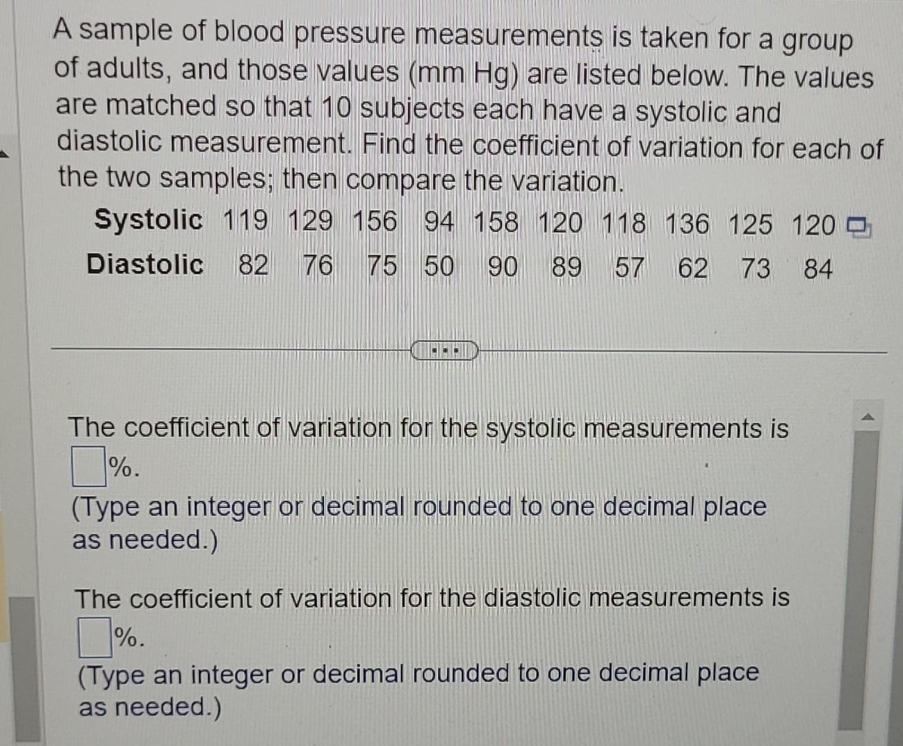 Solved A Sample Of Blood Pressure Measurements Is Taken For Chegg solved-a-sample-of-blood-pressure-measurements-is-taken-for-chegg