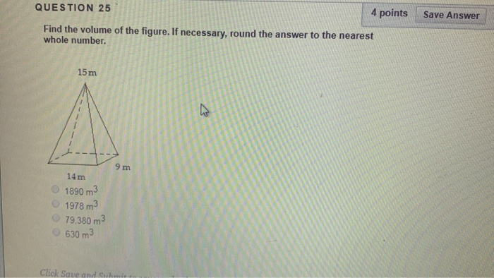 Solved QUESTION 25 4 points Save Answer Find the volume of | Chegg.com