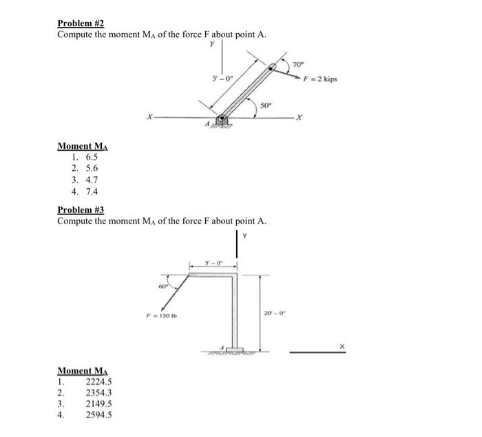 Solved Problem \#2 Compute The Moment MA Of The Force F | Chegg.com