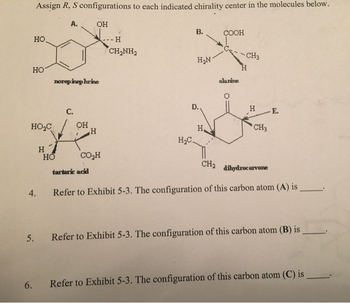 assign r s configuration to the following molecule