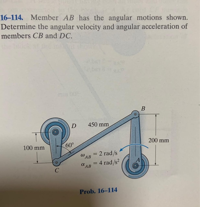 Solved 16-114. Member AB has the angular motions shown. | Chegg.com