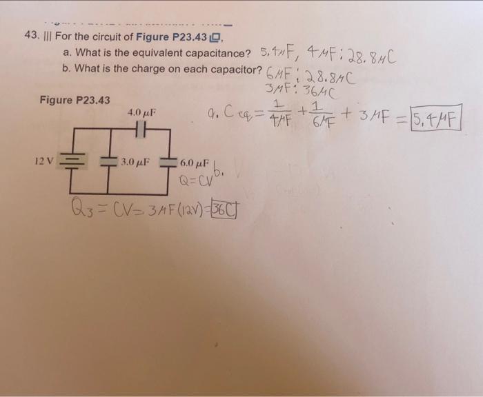 Solved 43. III For the circuit of Figure P23.43 므, a. What
