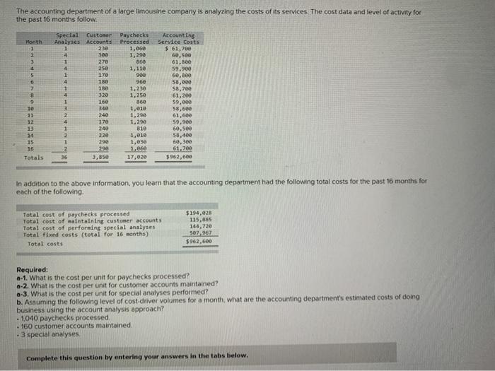 solved-the-accounting-department-of-a-large-limousine-chegg