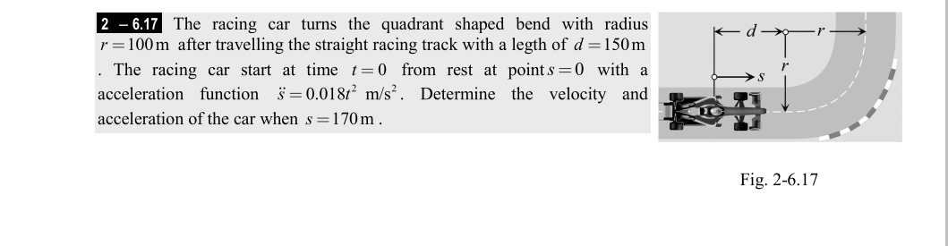 Solved 2 - 6.17 ﻿The racing car turns the quadrant shaped | Chegg.com