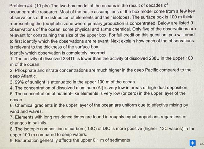 Solved Problem #4. (10 pts) The two-box model of the oceans | Chegg.com