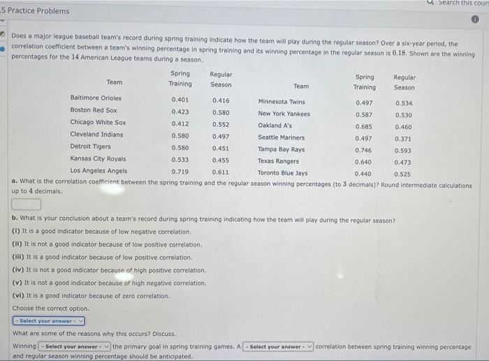 Solved 5 Practice Problems. Does a major league baseball | Chegg.com