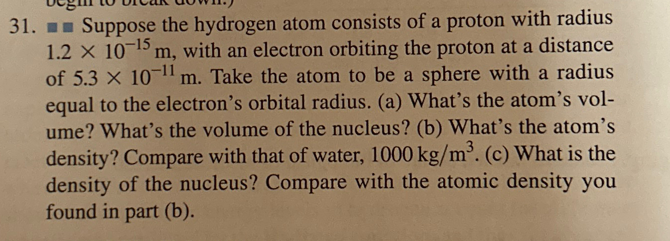 Solved ﻿suppose The Hydrogen Atom Consists Of A Proton