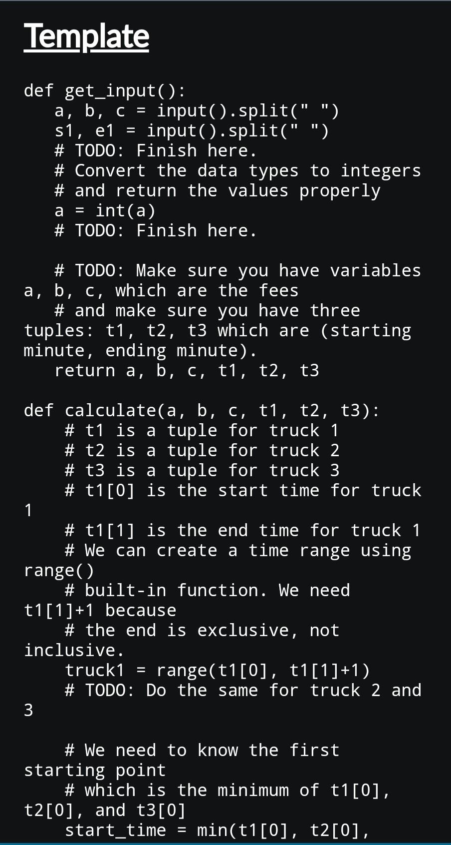 the template set used for the sample application... Solved With the given template please help solve this | Chegg.com