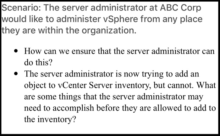 Solved Scenario: The server administrator at ABC Corp would | Chegg.com