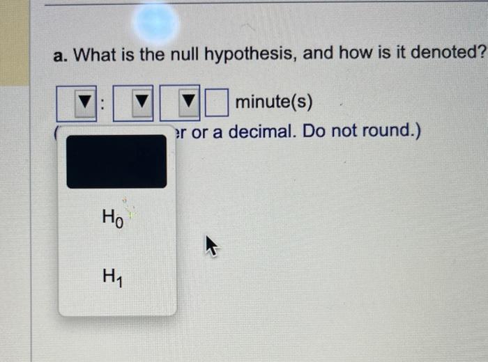 null hypothesis denoted by