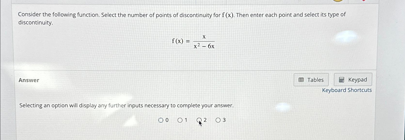 Solved Consider the following function. Select the number of | Chegg.com