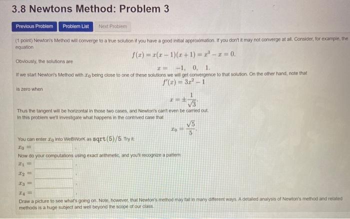Solved 3.8 Newtons Method: Problem 3 Previous Problem | Chegg.com