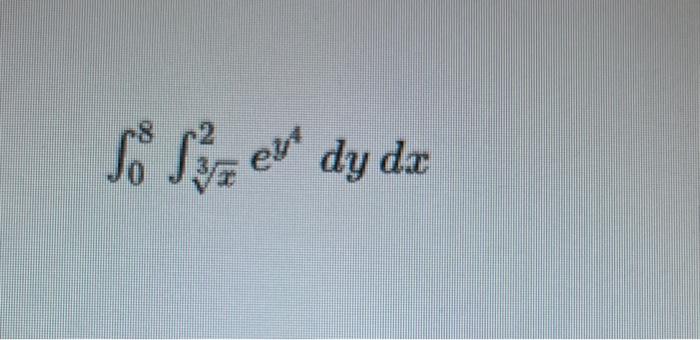 Solved Swap the order of integration and compute∫08∫3x2ey4 | Chegg.com