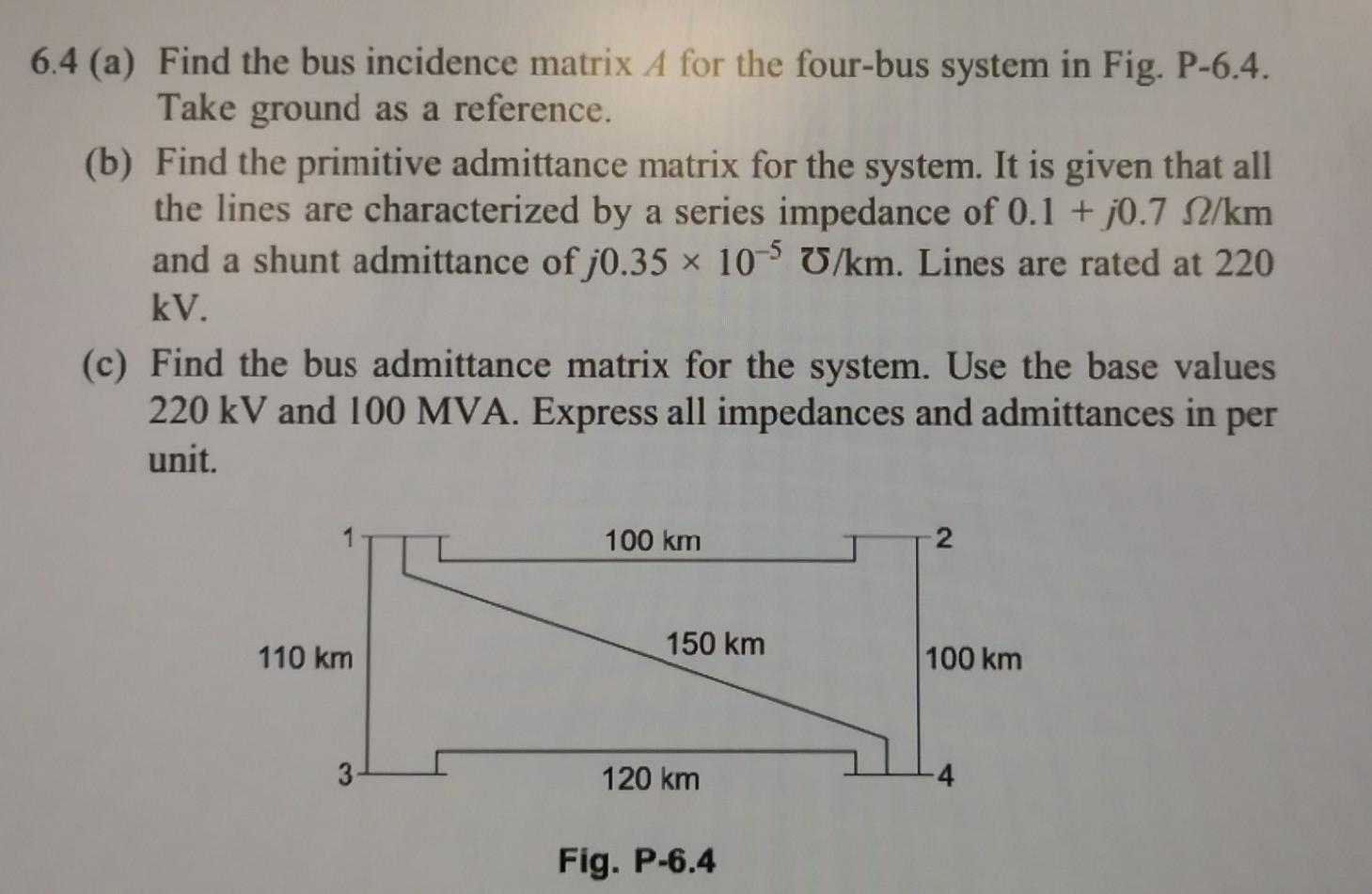 Solved 6.9 For the sample system of Example 6.4 with bus 1 | Chegg.com