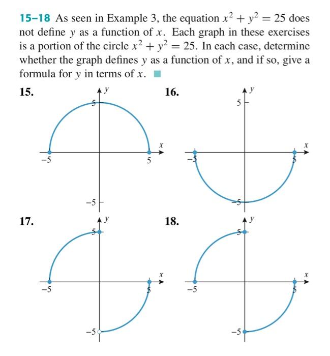 Solved 15 18 As Seen In Example 3 The Equation X Y2 25 Chegg Com