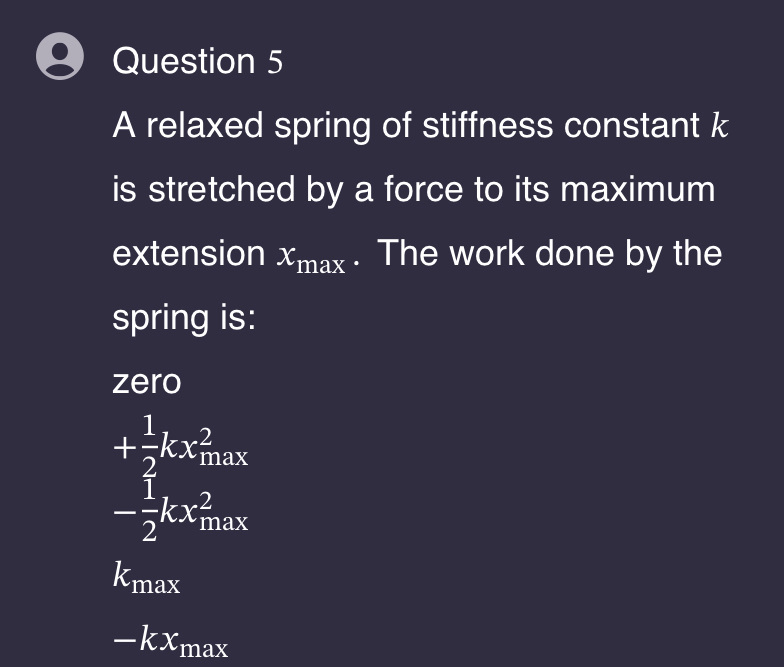 Solved (8) ﻿Question 5A relaxed spring of stiffness constant | Chegg.com