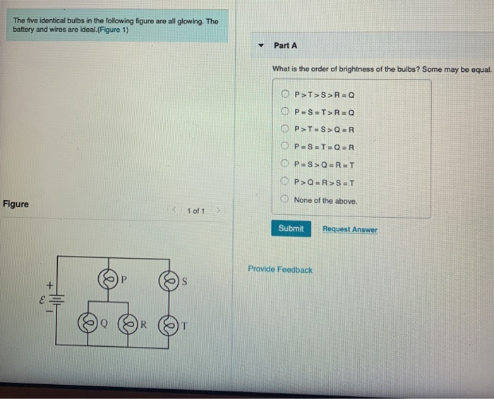 Solved The five identical bulbs in the following figure are | Chegg.com