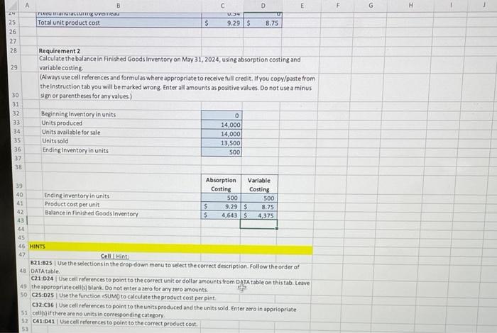 Solved Variable Costing Using Excel for Variable Costing | Chegg.com