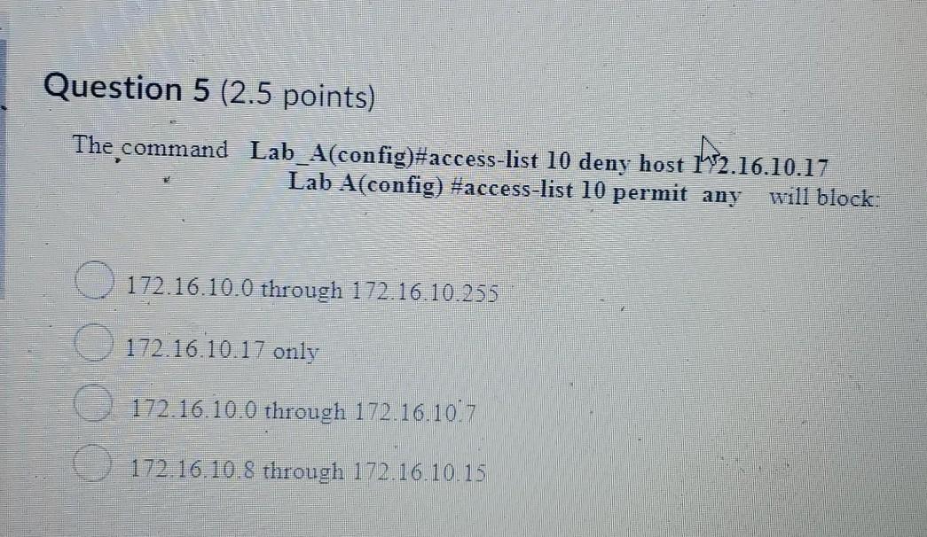 Solved Question 5 (2.5 points) The command | Chegg.com | Chegg.com