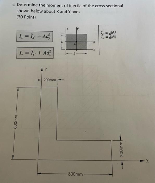 Solved 3) Determine the moment of inertia of the cross | Chegg.com