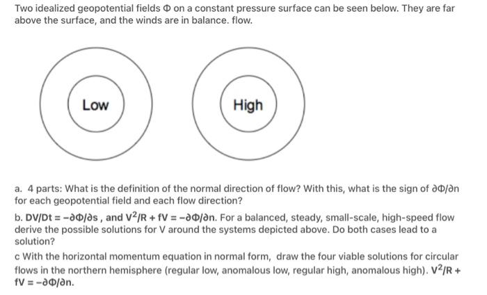 Solved Two idealized geopotential fields on a constant | Chegg.com