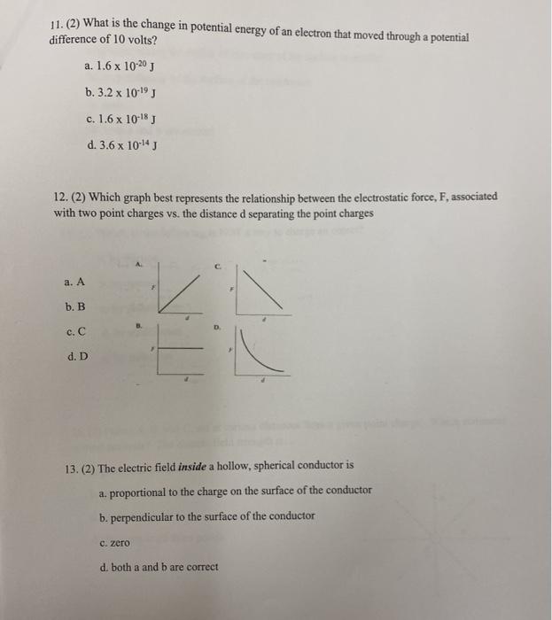 Solved 11. (2) What is the change in potential energy of an | Chegg.com