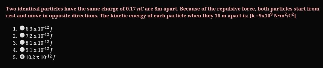 Solved Two identical particles have the same charge of 0.17 | Chegg.com