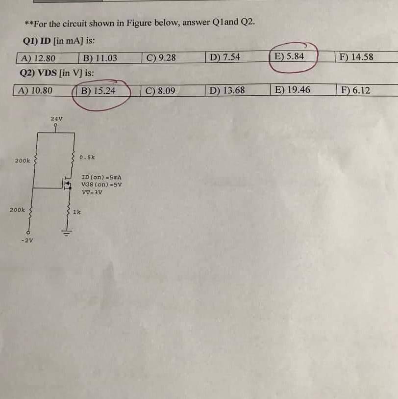 Solved **For the circuit shown in Figure below, answer Q1 | Chegg.com