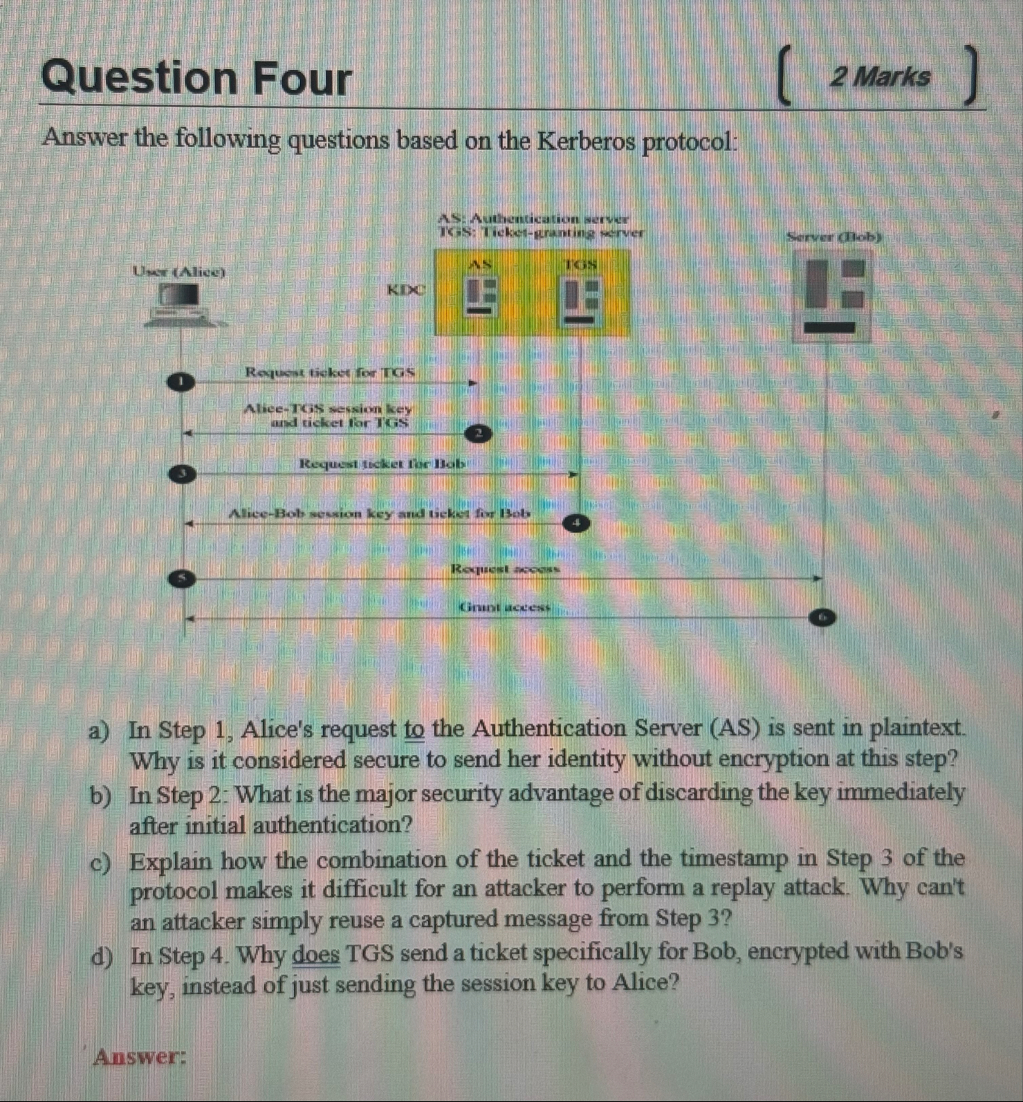 Solved Question Four2 ﻿MarksAnswer the following questions | Chegg.com