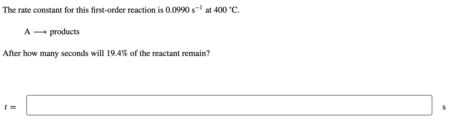 Solved The rate constant for this first-order reaction is | Chegg.com