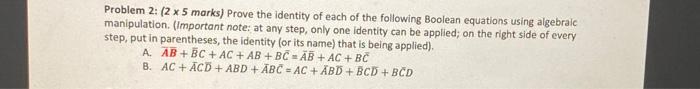 Solved Problem 2: (2 x 5 marks) Prove the identity of each | Chegg.com