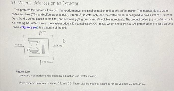 Solved Write material balances on water, CS,and CG. Then | Chegg.com
