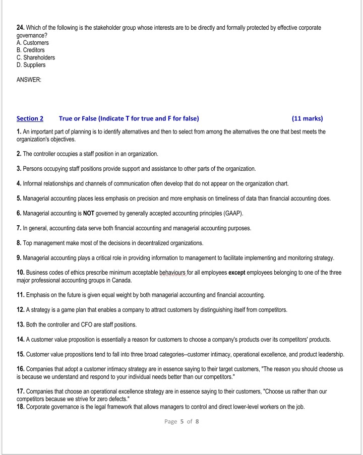 24. which of the following is the stakeholder group whose interests are to be directly and formally protected by effective co