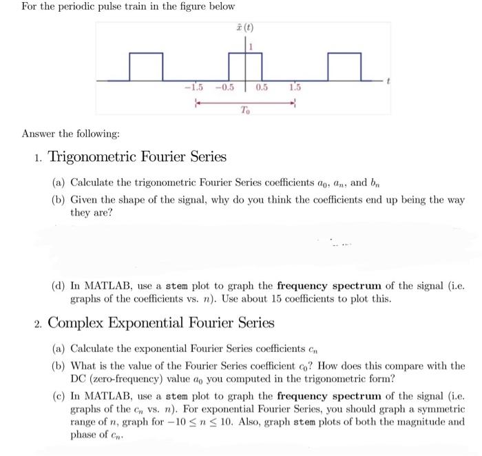 Solved For the periodic pulse train in the figure below | Chegg.com