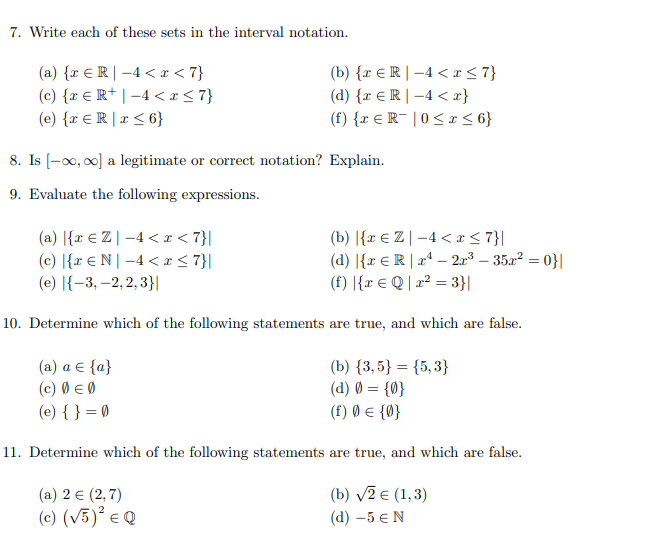 Solved 7. Write each of these sets in the interval notation. | Chegg.com