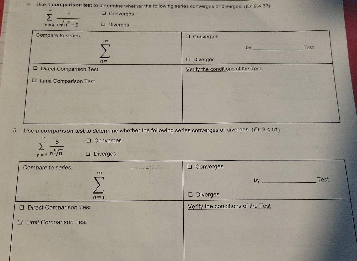 Solved Use Either The Direct Comparison Test Or The Lmit | Chegg.com