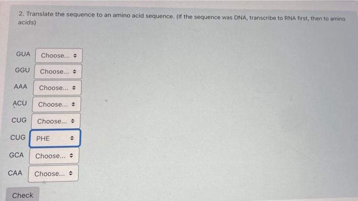Solved 2. Translate the sequence to an amino acid sequence. | Chegg.com