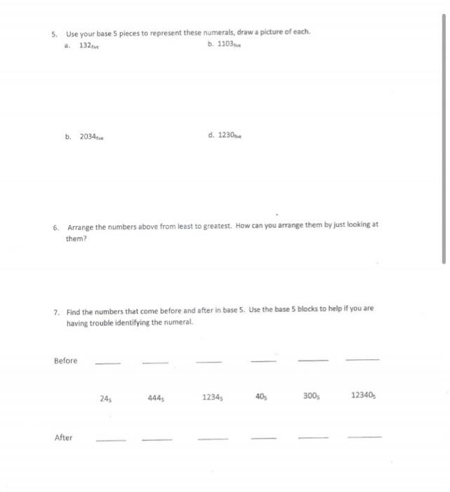 Solved Base 5 Blocks Worksheet 1. How many units comprise a